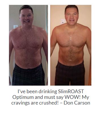 Before and After Results of a gentleman from drinking SlimRoast Optimum Coffee